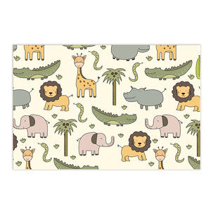 Alfombra infantil con estampado de animales, rectangular, antideslizante, de dibujos animados, para el cuarto de los niños, dormitorio o área de juegos. - Product Image 1