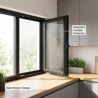 Ventanas Abatibles de Aluminio de Estilo Minimalista con Marco Estrecho para Ventilación de Balcones de Apartamentos de Gran Altura con Mosquiteras Integradas