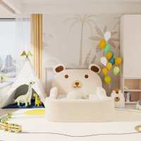 Lit d'enfant en forme d'animal mignon, rembourré en polaire Teddy, lit en mousse, design bas au sol facile à assembler, personnalisation en usine