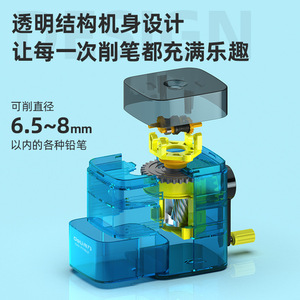 Deli Stationery 71162 Hand Crank Pencil Sharpener Automatic Feed Student Use Red Blue Plastic Manual - Product Image 4