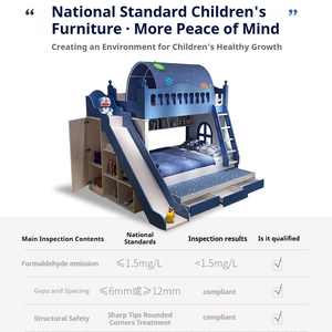 Giường tầng đa năng bằng gỗ chắc chắn có cầu trượt, ngăn chứa đồ, khung kim loại bền chắc, dùng cho nhà ở, trường học, phòng khách, khách sạn - Product Image 5