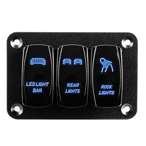 3 Gang Panel Switch 12V ON OFF Road Boat Switch Panel Marine Car Control Panel Switch With Lock Red Neon For Boat RV