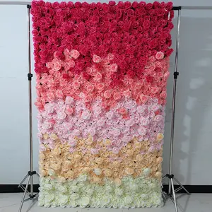 מכירה חמה 3D פרח מלאכותי רקע קיר שיפוע קיר ורדים מלאכותי לחתונה