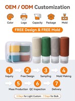Bouteilles de voyage en silicone de qualité alimentaire, réutilisables, étanches, kit de voyage, gym, camping en plein air, essentiels de voyage, vente en gros