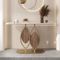 Table console d'entrée moderne OEM avec dessus en marbre Table d'appoint pour canapé Tables consoles de couloir en métal