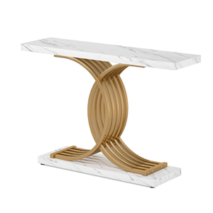 Mesa Consola de Lujo Moderna para Entrada, Patas de Metal, Tablero de Madera Rectangular, Mueble para el Hogar, Mesa Consola para Pasillo - Product Image 1