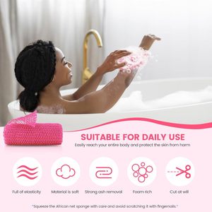 Custom Logo High Elasticity Nylon African Bath Sponge Long Mesh Exfoliating Body Cleaner Back Skin Smooth Clean Shower Brush - Product Image 2
