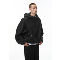 Sweat-shirt à capuche en molleton 100% coton, brodé, déstructuré fonctionnellement, effet délavé, couleur coquille d'œuf, nouvelle collection hiver 25, Machete