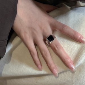 Anillo Ajustable de Plata de Ley S925 para Mujer, Diseño Retro Coreano, Estilo Nicho, Acabado Antiguo con Esmalte - Product Image 2