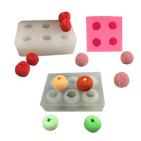 HY Fruitvormige siliconen mal 3D druif lychee kers aardbei kaars zeep wax taartdecoratie taartgereedschap