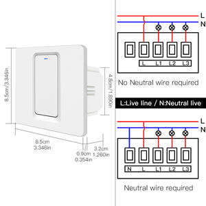 Interrupteurs muraux intelligents à <span class=keywords><strong>bouton</strong></span>-poussoir Kit maison Contrôle Apple <span class=keywords><strong>Home</strong></span> Interrupteur intelligent sans fil Contrôle vocal Compatible Alexa - Product Image 6
