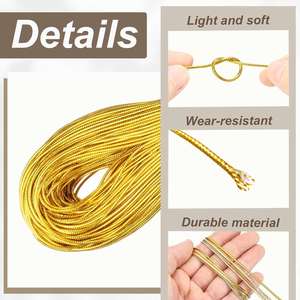 Cordon métallique tressé de 2 mm, or brillant, pour emballages cadeaux, sacs, décorations de Noël, corde artisanale non extensible, imperméable - Product Image 3