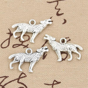 Dijes de Lobo aullando de 26x20 mm, Color Plata Antigua, para Hacer Joyería Tibetana Hecha a Mano - Product Image 3