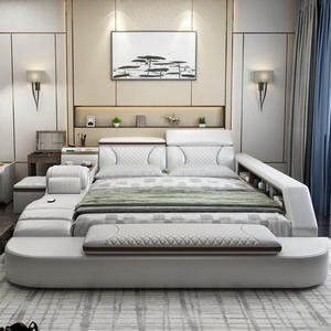 Cama Inteligente de <span class=keywords><strong>Design</strong></span> Moderno com Mesa de Maquiagem, Cama Multifuncional, Estrutura de Cama King Size, Móveis Inteligentes para Quarto, Móveis para Casa - Product Image 2
