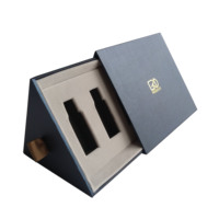 ROGOOD-Boîte à tiroir triangle en papier carton texturé bleu marine de style arabe pour parfum/RGD-P2120 d'huiles essentielles