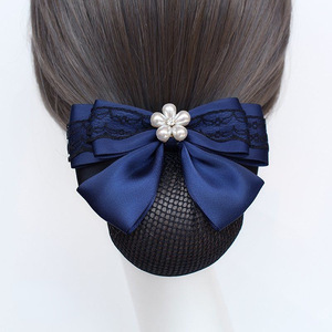 Barrette à cheveux HZM-61295 avec nœud papillon, filet à cheveux en maille antidérapante, crochet professionnel pour le travail - Product Image 6