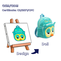 Sac à dos en peluche personnalisé à faible MOQ, design sur mesure, jouets en peluche, sac à dos en peluche personnalisé, sac en peluche sur mesure
