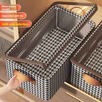 Boîte de rangement pour couette en métal moderne à motif plat, couvercle pliable, bac de rangement pour armoire, literie, durable, à un seul niveau, grand panier de rangement