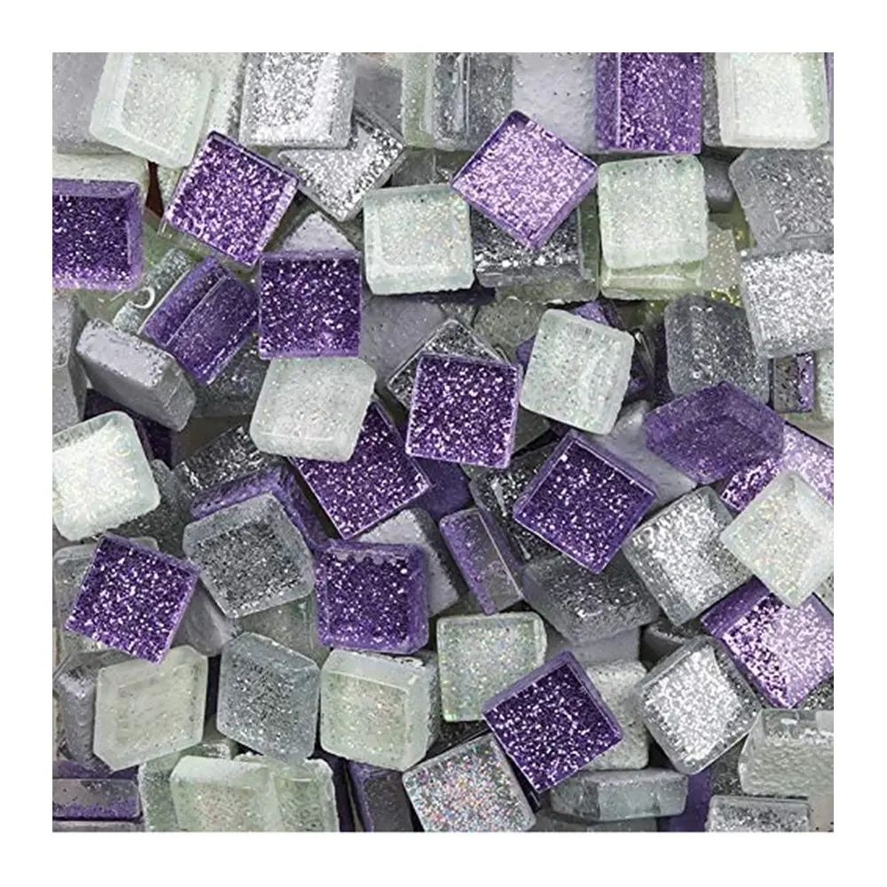 Mini zise 10x10mm Klassifizierung Glitter Farbe Mosaik Fliesen für DIY Handwerk Glas