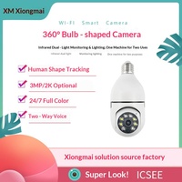Caméra ampoule WiFi 1080P 2MP, base E27, caméra IP intelligente sans fil PTZ, capteur CMOS, vision nocturne couleur grand angle 360°
