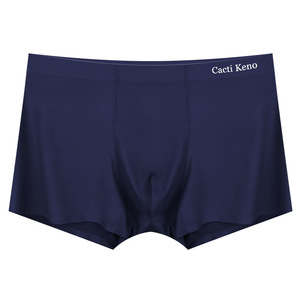 Venta directa de fábrica, Bóxer sin costuras de seda helada, ropa interior transpirable de Color sólido de gran tamaño para hombre, Calzoncillos Bóxer - Product Image 3