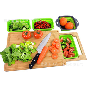 <b>Wooden</b> Pull Out Cutting Board 43x30cm With Containers Bamboo Chopping <b>Block</b> Kitchen Multi Purpose Tray - Product Image 2