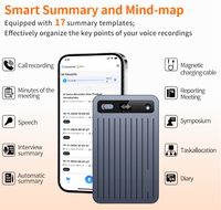 Grabadora de Voz Digital Inteligente Super Delgada con IA, Grabadora de Llamadas Magnética con Transcripción, Resumen, Mapas Mentales, Formato de Audio MP3/WAV