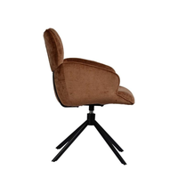 Fauteuil pivotant moderne et élégant à dossier haut, chaise de salle à manger rembourrée avec base en métal enduit noir stable