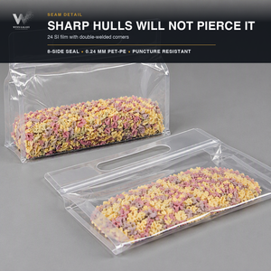 Sachet transparent pour riz 28x18+4cm 11x7in à fond plat, capacité 1100g, avec fermeture éclair, pour riz Basmati, Jasmin, à grains longs, pour la vente au détail et l'industrie céréalierie - Product Image 3