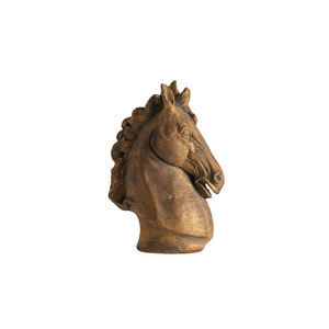 Adorno de Resina con Cabeza de Caballo Dorada de Estilo Europeo, Decoración Artística para el Hogar, Decoración para la Entrada - Product Image 5