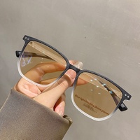 Lunettes de vue anti-lumière bleue à verres photochromiques, unisexe, ultra-légères, style rétro coréen, monture carrée tendance