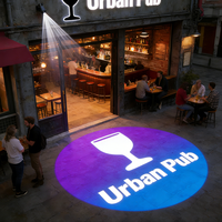 Proyector LED Gobo Giratorio Impermeable IP67, Luz Publicitaria con Logotipo Personalizado para Entrada de Tienda, Letrero Luminoso de Piso para Bar
