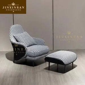 Rekreasi Modern Desainer Beludru Satu Kursi Kain Bisa Kursi Sofa dengan Padden Pijakan Kaki Kursi Ruang Keluarga