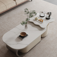 Table à thé en forme de feuille de designer moderne minimaliste Design Table basse de luxe irrégulière et ensemble de support TV pour le salon