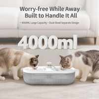 Fontaine à eau automatique intelligente pour chat d'intérieur 4L avec double bol en matériau de qualité alimentaire et contrôle par application
