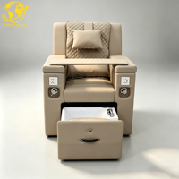 Station de manucure multifonctionnelle pour salon de beauté, fauteuil de pédicure électrique vibrant avec spa pour les pieds, sans tuyauterie, réglable, drainage automatique