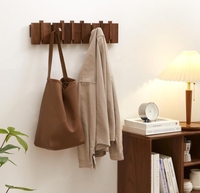 Porte-manteaux muraux modernes en bois avec 6 crochets, robustes, à fixer au mur pour suspendre les manteaux et les vêtements