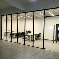 Cloison en verre commerciale, cloison acoustique en verre démontable avec porte coulissante