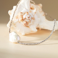 Collar de Perlas Barrocas Irregulares de Agua Dulce Naturales Blancas de 23-24 mm, Plata de Ley 925