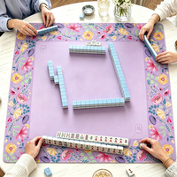 Tapis de Mahjong Américain Carré Pliable Anti-Plis en Caoutchouc Écologique, Esthétique Chinoiserie, Design Personnalisé pour le Divertissement