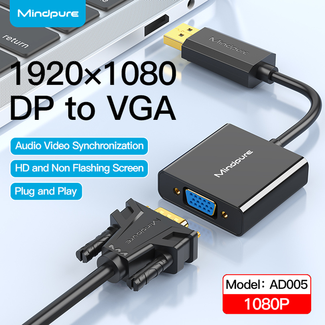 Mindpure DP to HDMI VGA DVI Adapter DisplayPort Male to HDMI 4K VGA 1080P DVI Female Converter for Desktop Laptop Graphics Card