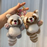 Porte-clés en peluche Panda Rouge avec chaîne de perles, 15 cm, animal en peluche doux, rembourrage en coton PP, forme 3D, boucle dorée, fabriqué en Guangdong, pour enfants et filles