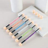 Pinceau éponge acrylique double-tête pour nail art, stylo de mélange pour dégradé, effet vignettage, aquarelle, points de couleur, manche en plastique