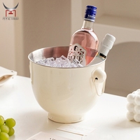 Seau à glace de luxe en acier inoxydable avec doubles poignées, 4,8 L, pour refroidir le vin, le champagne et la bière, idéal pour la maison, le bar, les mariages et les fêtes