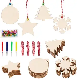 Christmas Handmade Ornaments Craft Kits Unfinished DIY Wooden Holiday Hanging Decorations Home Accessories Unique Ideas Gift