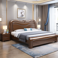 Ensemble de meubles de chambre à coucher avec lit king-size/double en bois massif de noyer moderne personnalisé