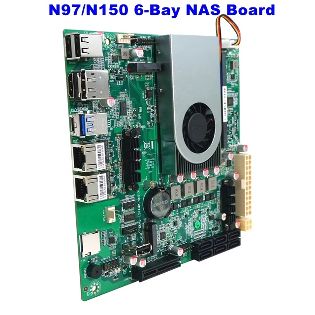 6-Bay N97 N150 NAS Motherboard In-tel 2x I226-V 2.5G LANs 2*NVMe 6*SATA3.0 DDR5 HD DP Type-C Mini ITX Mainboard