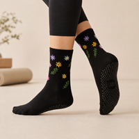 Chaussettes de yoga en coton de haute qualité pour femmes, chaussettes antidérapantes pour le Pilates, chaussettes mi-mollet personnalisées pour le Pilates pour femmes
