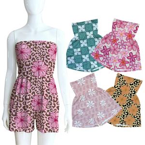 Blusa de Verano al por Mayor para Mujer, <span class=keywords><strong>Top</strong></span> <span class=keywords><strong>Fruncido</strong></span> con Estampado Floral Hawaiano, Estilo Casual Elástico, Camisas sin Tirantes - Product Image 5