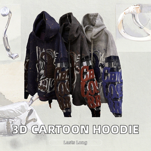 Marca de moda para mujer tejido impreso poliéster/algodón 300g Sudadera con capucha otoño calle moda elegante 3D dibujos animados transpirable - Product Image 2